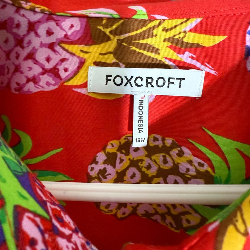 Foxcroft Red Multicolor Pineapple Button Down Shi… - image 5
